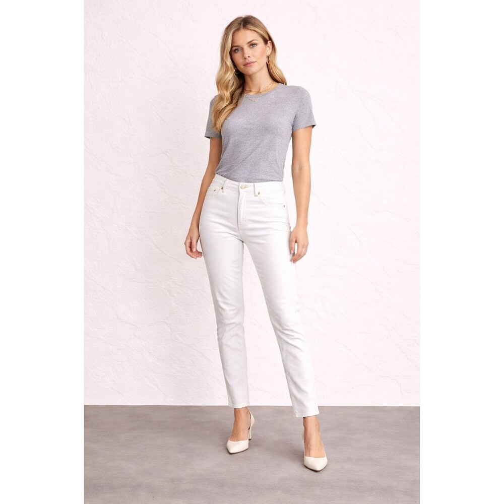 BROOKS BROTHERS Natalie Fit White Pants Women 12 Straight Cotton Woven in Italy